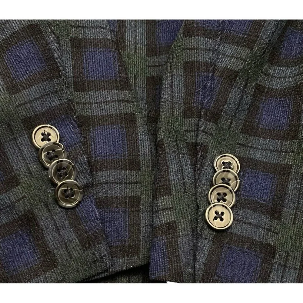 TAILORBYRD Men Sports Coat Sz L/42R Blue Unconstructed Shadowplaid Short Texture